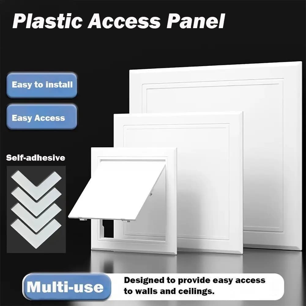 Nuova Porta di Accesso Bianca in Plastica Autoadesiva con Foro di Ispezione, Sportello di Accesso a Cerniera per Pareti e Soffitti