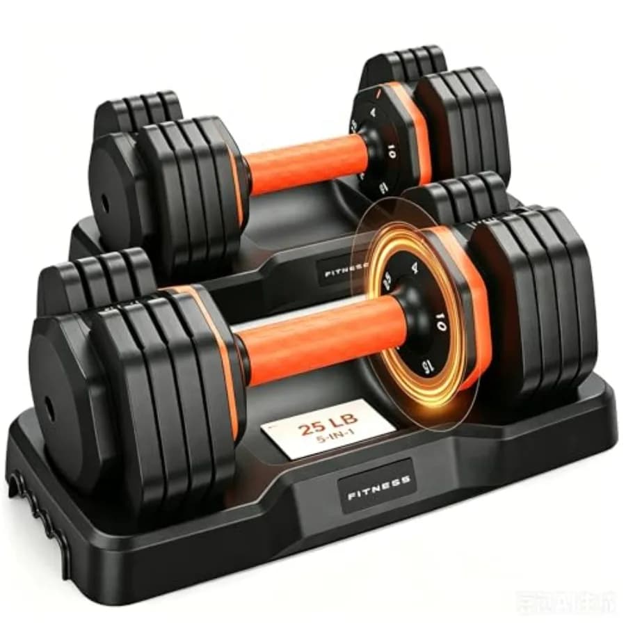 Home gym use, steel and ABS plastic, black and gray, 15-in-1 adjustable dumbbell set with instant weight swap, storage box, non
