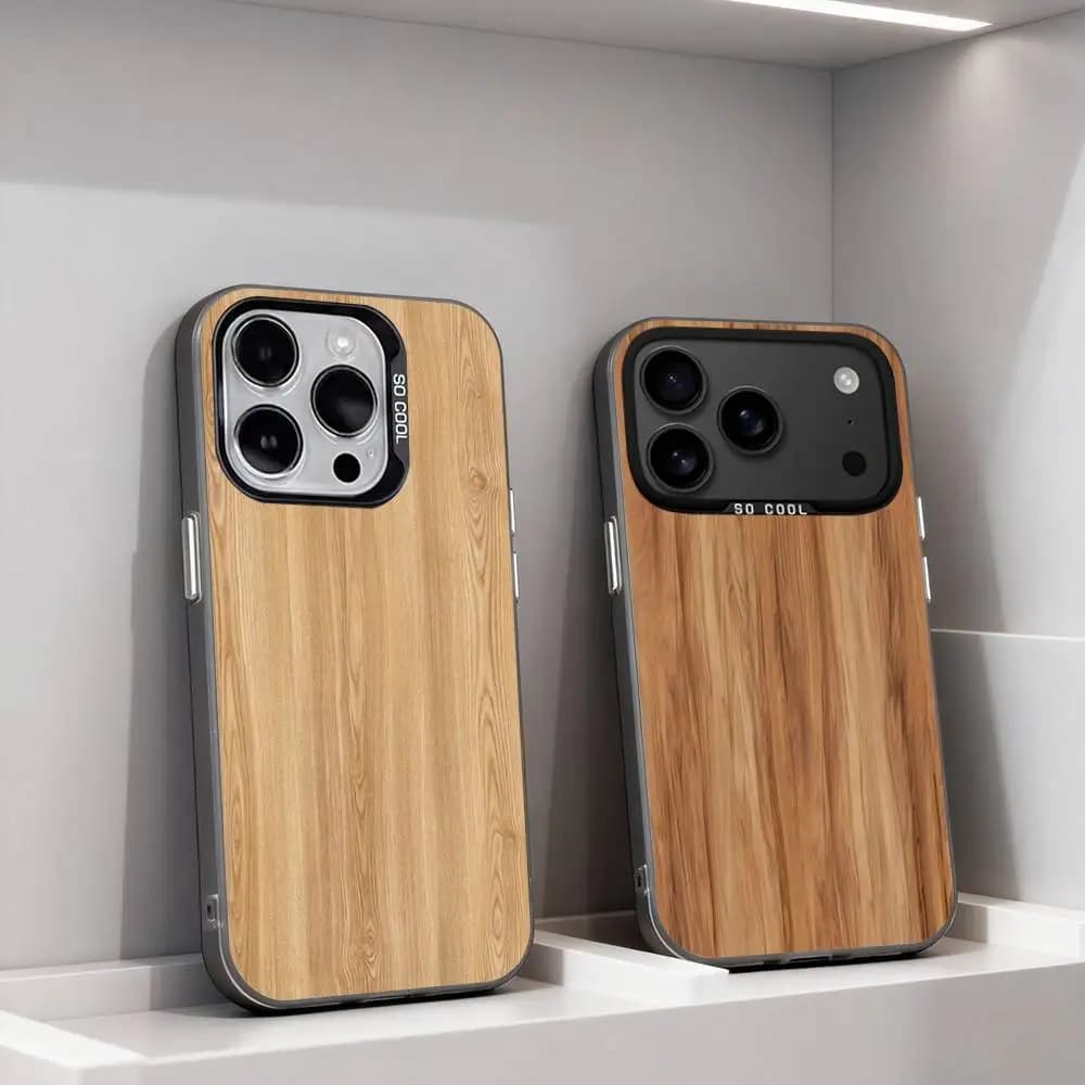 N-Natural Wood Printing For iPhone 17,16,15,14,13,12,11,Pro,Max,Plus,E,Air,Mini Anti Fall Black Matte Hard Bumper Phone Case