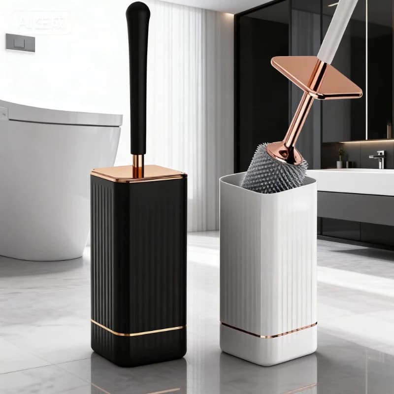 Spazzola per WC in Silicone con Setole Morbide in TPR, Antigoccia, Senza Angoli Morti, Montaggio a Parete, Manico Lungo, Set per Pulizia Profonda del Bagno