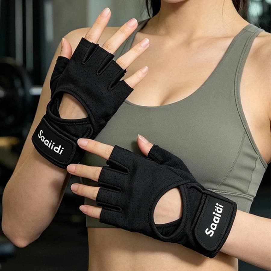 Perforated Half Finger Workout Gloves, Hollow Palm Anti Callus Gym Gloves for Weightlifting Cycling Pull Ups Fitness Men Women