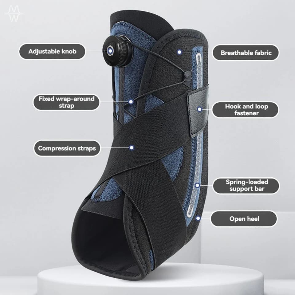 Supporto per Caviglia con Doppia Molla Laterale, 1 Pezzo, Fascia Compressiva Regolabile con Fibbia Girevole per Corsa e Basket