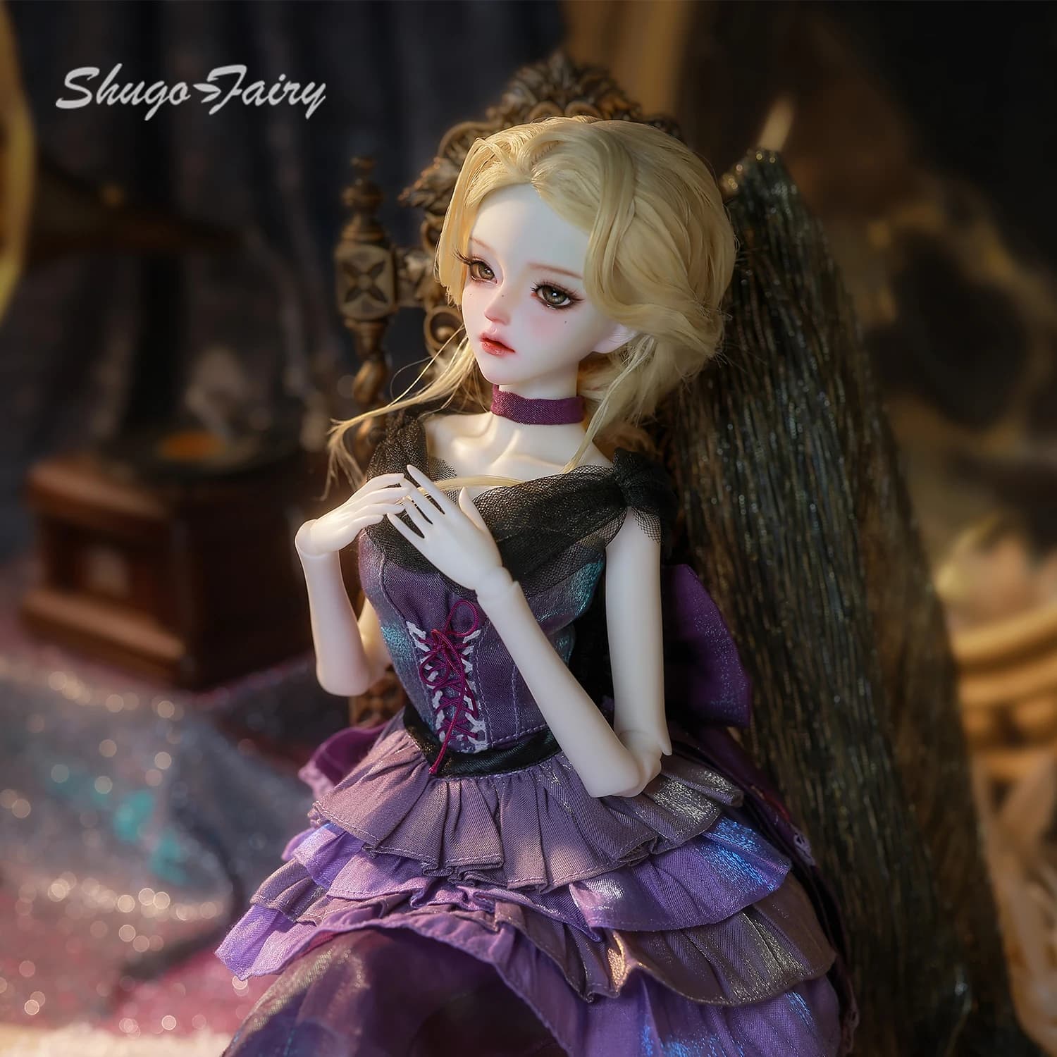 Dendro B 1/4 BJD Elegant Matriarch Court Dinner Purple Dress Shugafairy Godmother Anime Collectible Doll Full Set