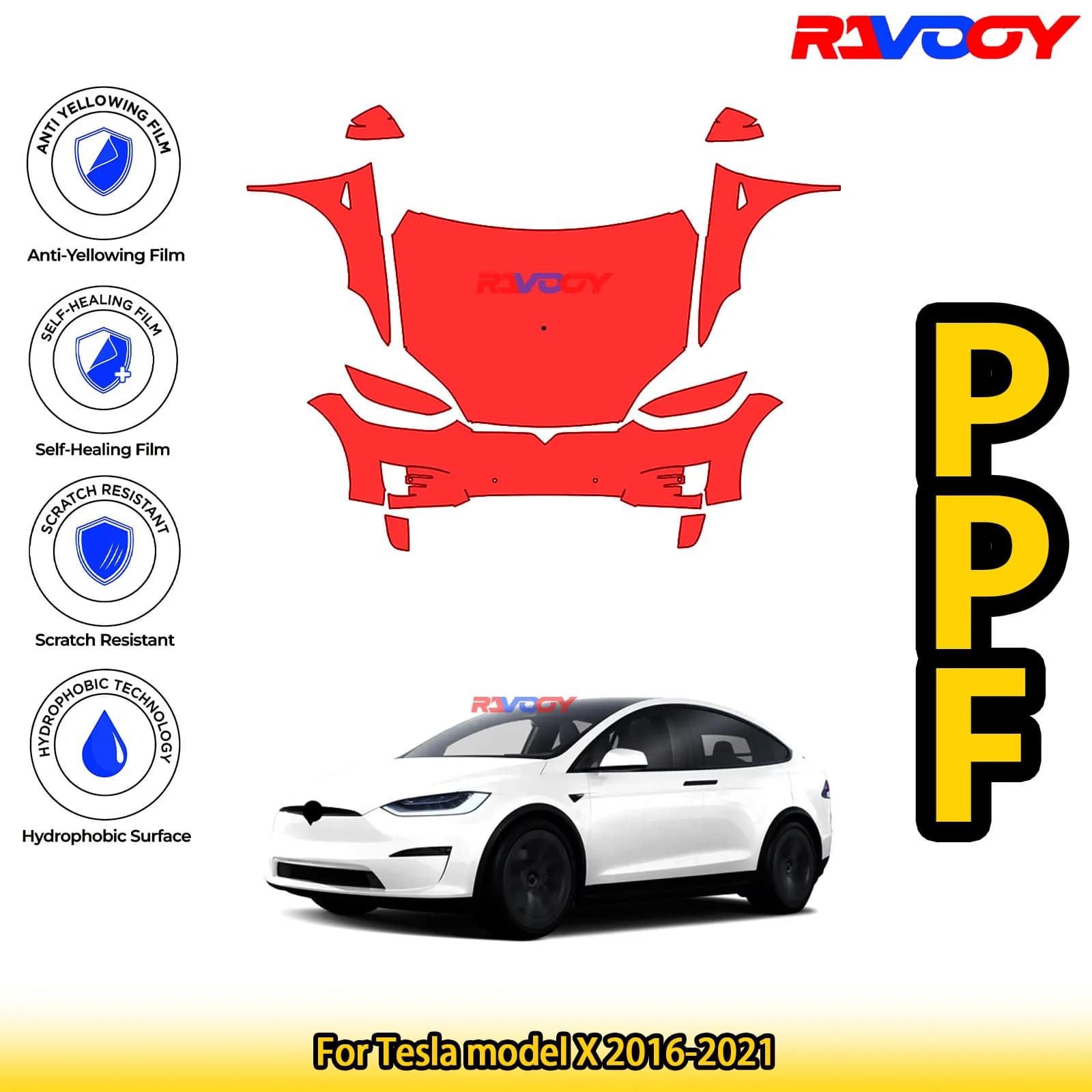 For Tesla model X 2016-2021 Glossy Matte Black Precut front PPF Kit Paint Protection Film