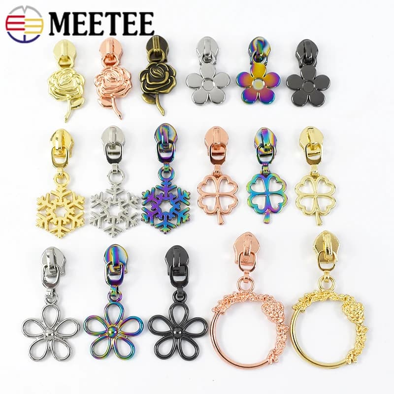 5 # Cerniere in metallo Cursore per nastri con cerniera in nylon al metro Borsa Borsa Bobina Zippe Tira teste Kit di riparazione Accessori per cucire fai da te