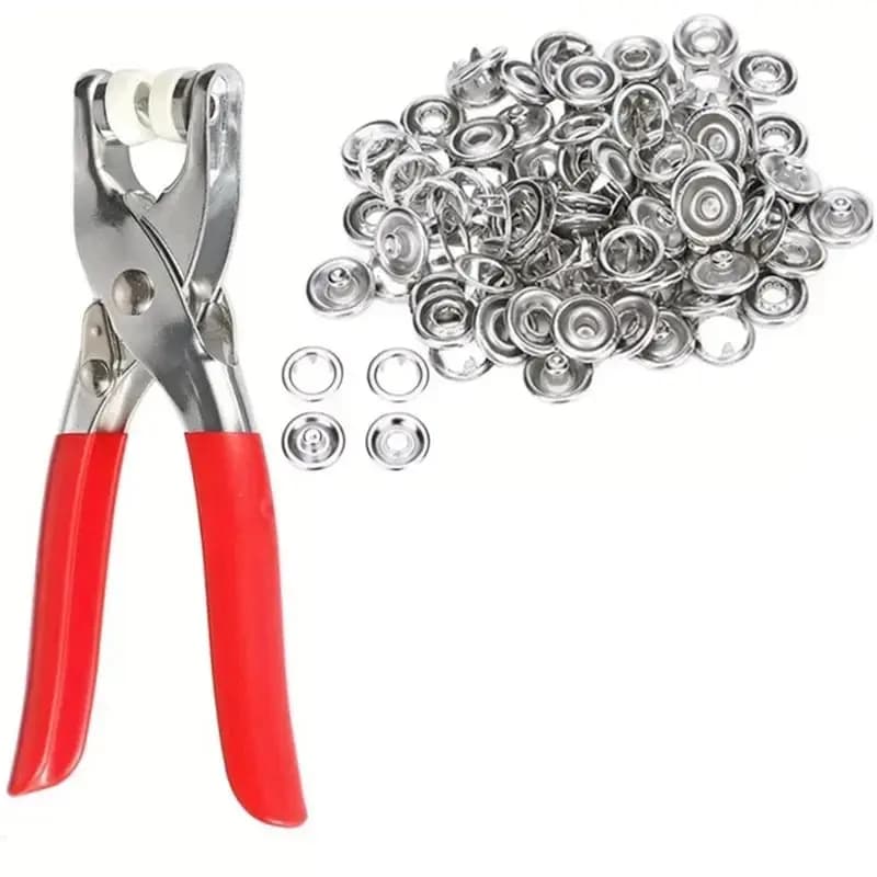 200 Sets Metal Snap Fasteners Kit With Fastener Pliers Press Tool Kit For DIY Crafts Clothes Hats And Sewing