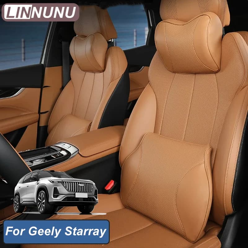 LINNUNU Memory Foam Neck Pillow Lumbar Cushion Breathable For Geely Starray Atlas 2025-2026 2027 Car Seat Support Accessories