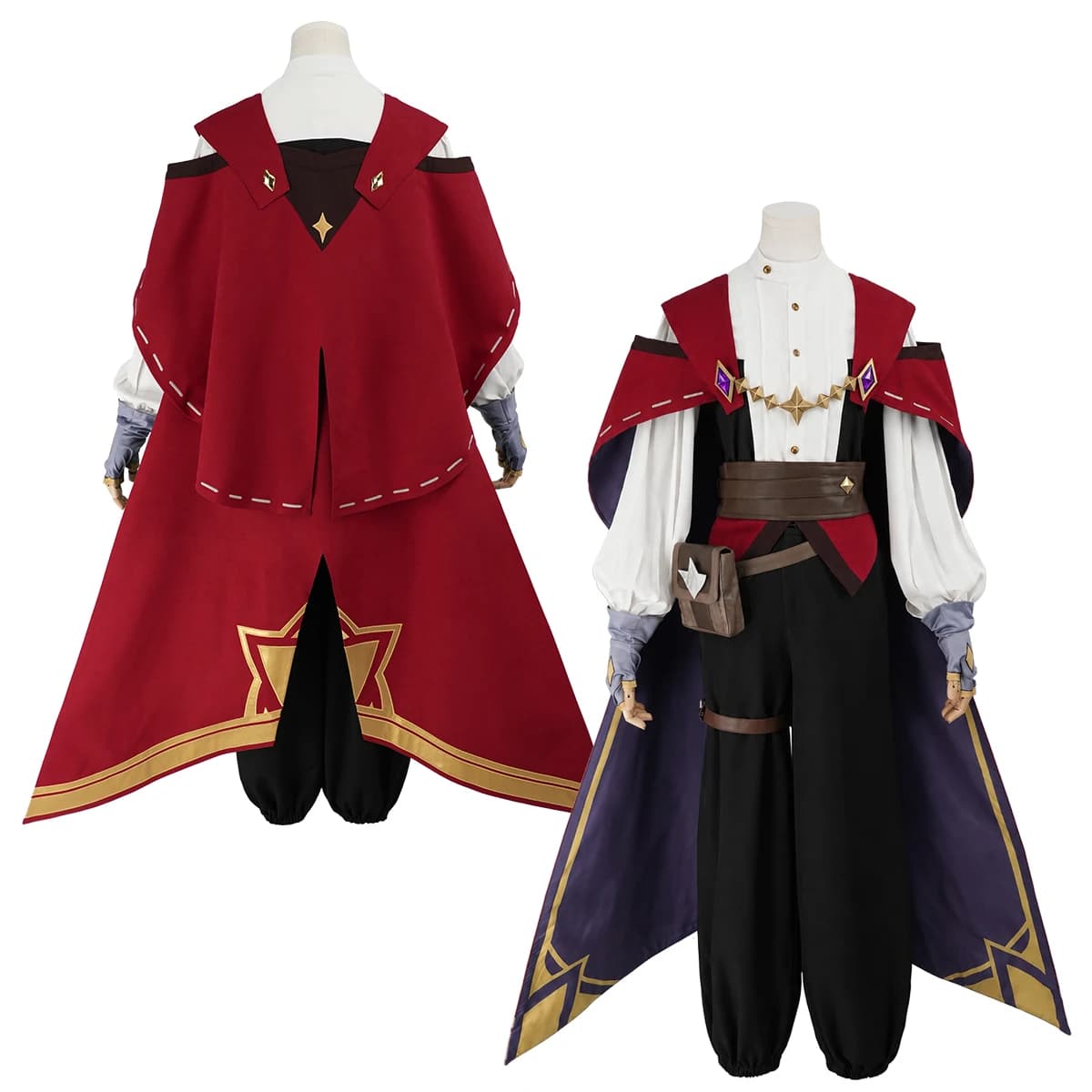Costume Cosplay Anime Roco Kingdom di HOLOUN, Completo con Mantello, Camicia, Pantaloni, Cappello, Borsa da Cintura e Cintura, per Convenzioni, Halloween e Natale