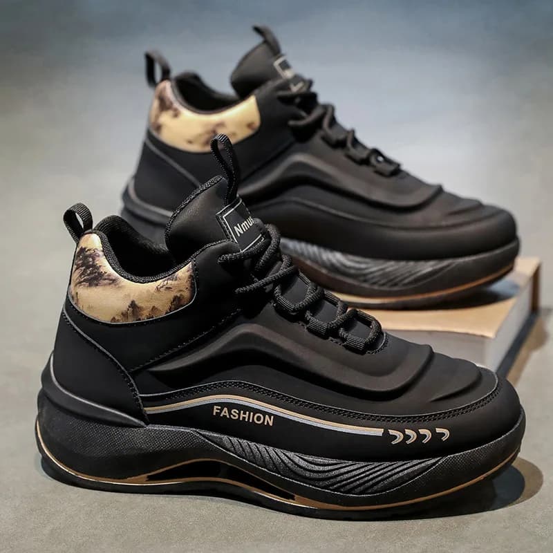 Scarpe Sportive in Pelle PU per Uomo, Tendenza 2026, Calzature da Trekking e Campeggio, Sneakers Outdoor con Supporto per la Caviglia