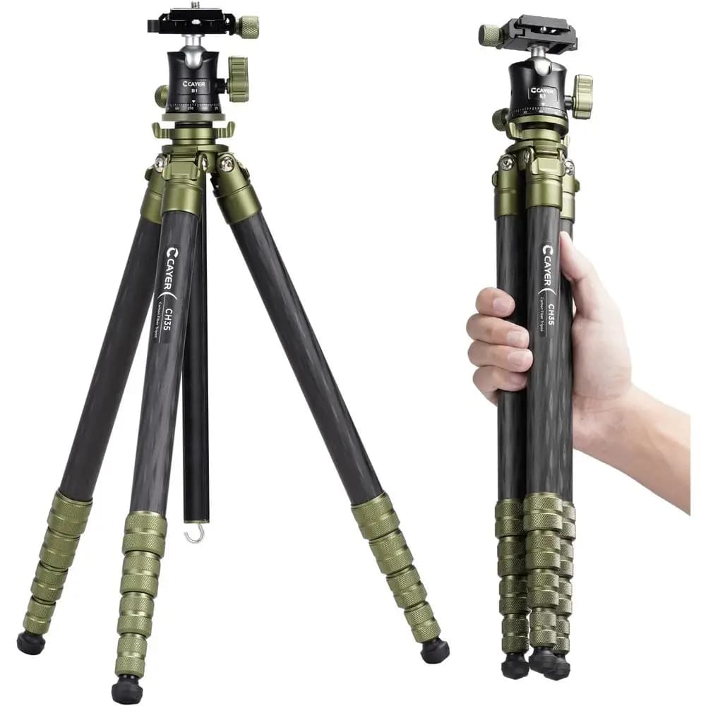 Treppiede Compatto in Fibra di Carbonio per Viaggi, con Testa a Sfera, Supporto da 53,6 cm per Fotocamere Compatte, Mirrorless, Videocamere e Webcam
