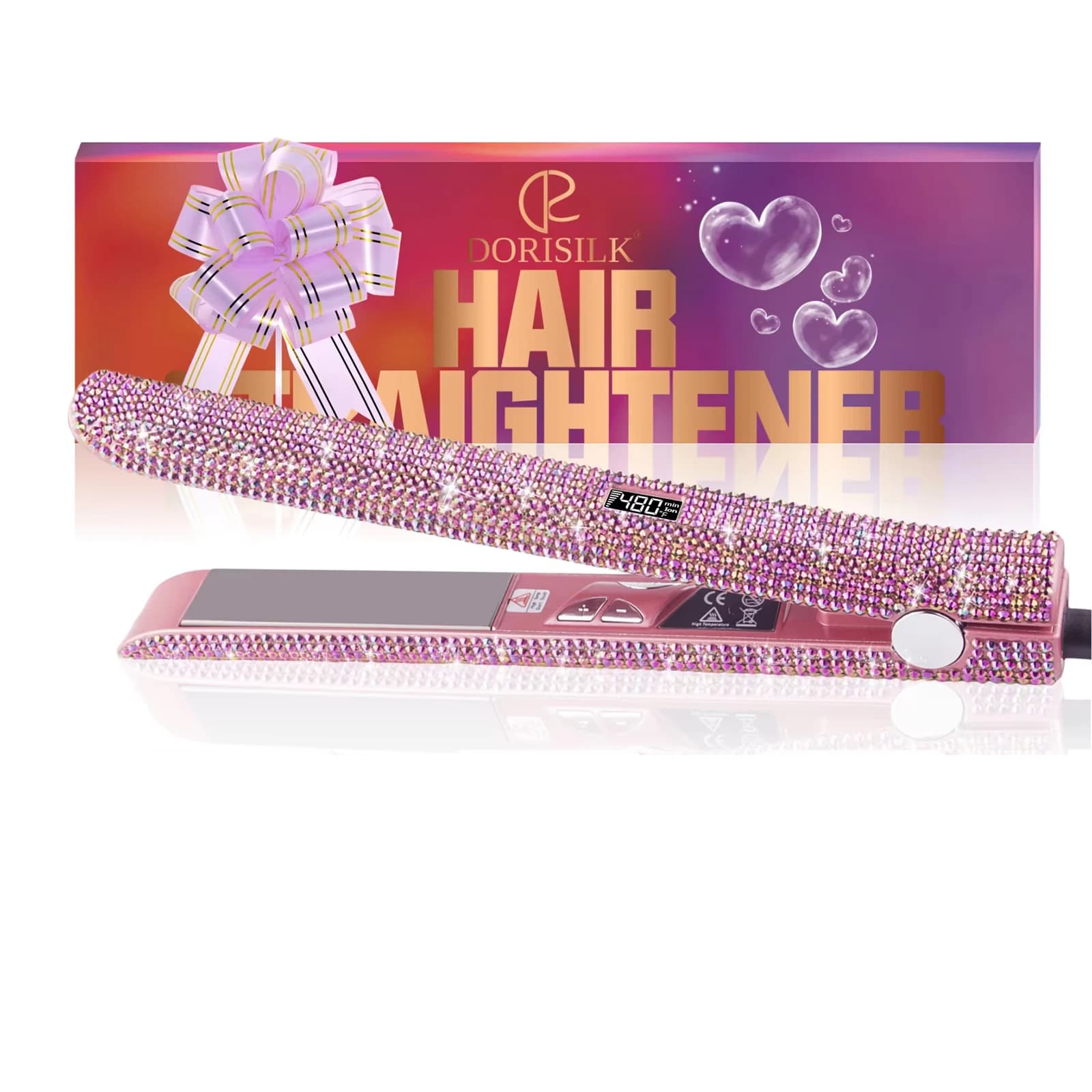 Blingbling Strass Hair Plate Professional 470F Salon Hair styling tools Double Rotation for Travel Gift