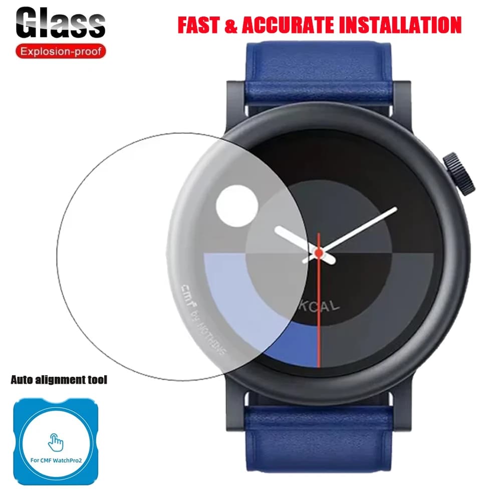 Vetro temperato per protezione schermo orologio CMF Watch Pro 2 con strumento di allineamento automatico Durezza Bolla antigraffio ad alta definizione