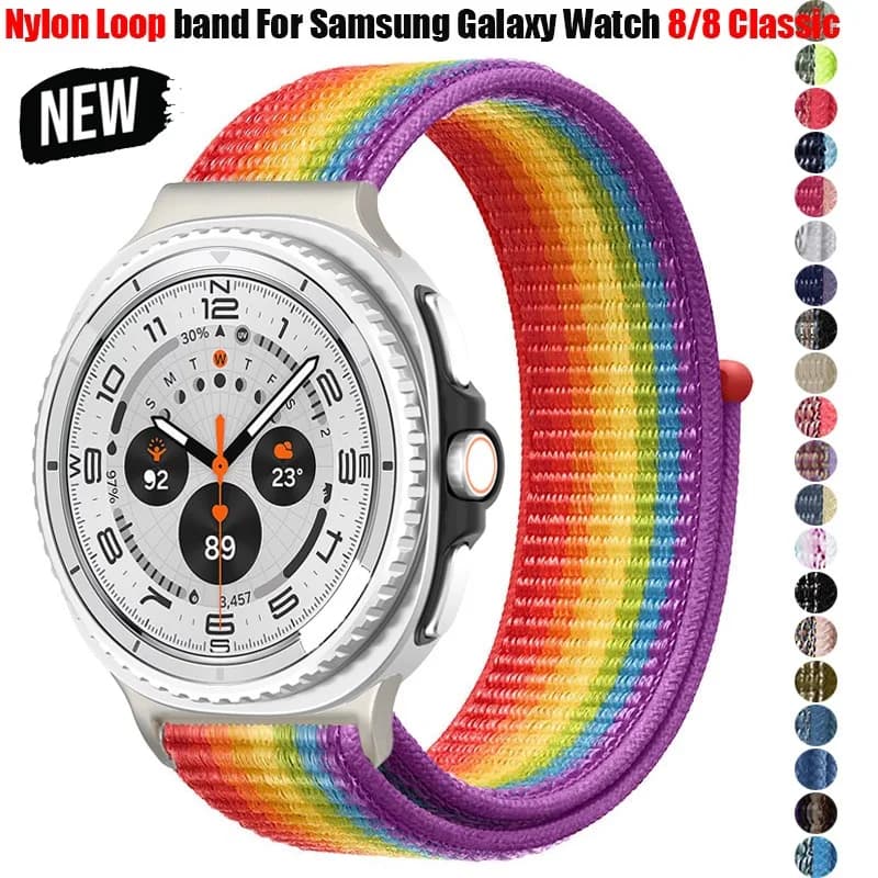 Cinturino sportivo in nylon per Samsung Galaxy Watch 8 40mm 44mm Cinturino per orologio in tessuto velcro per cinturino Samsung Galaxy watch 8 Classic 46mm