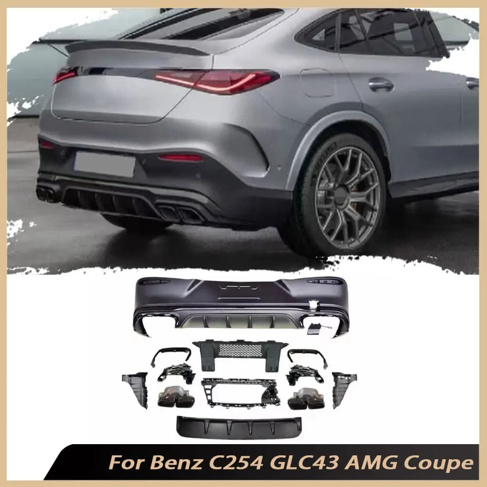 ABS black gloss rear bumper exhaust pipes for car body kit Benz C254 GLC43 GLC63 AMG Coupe 2024-2025