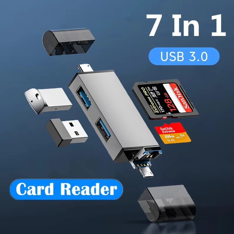 New 7 In 1 Multifunction Usb 3.0 Card Reader Micro TF SD Card Memory Reader USB Flash Drive Type C Card Adapter OTG 2025