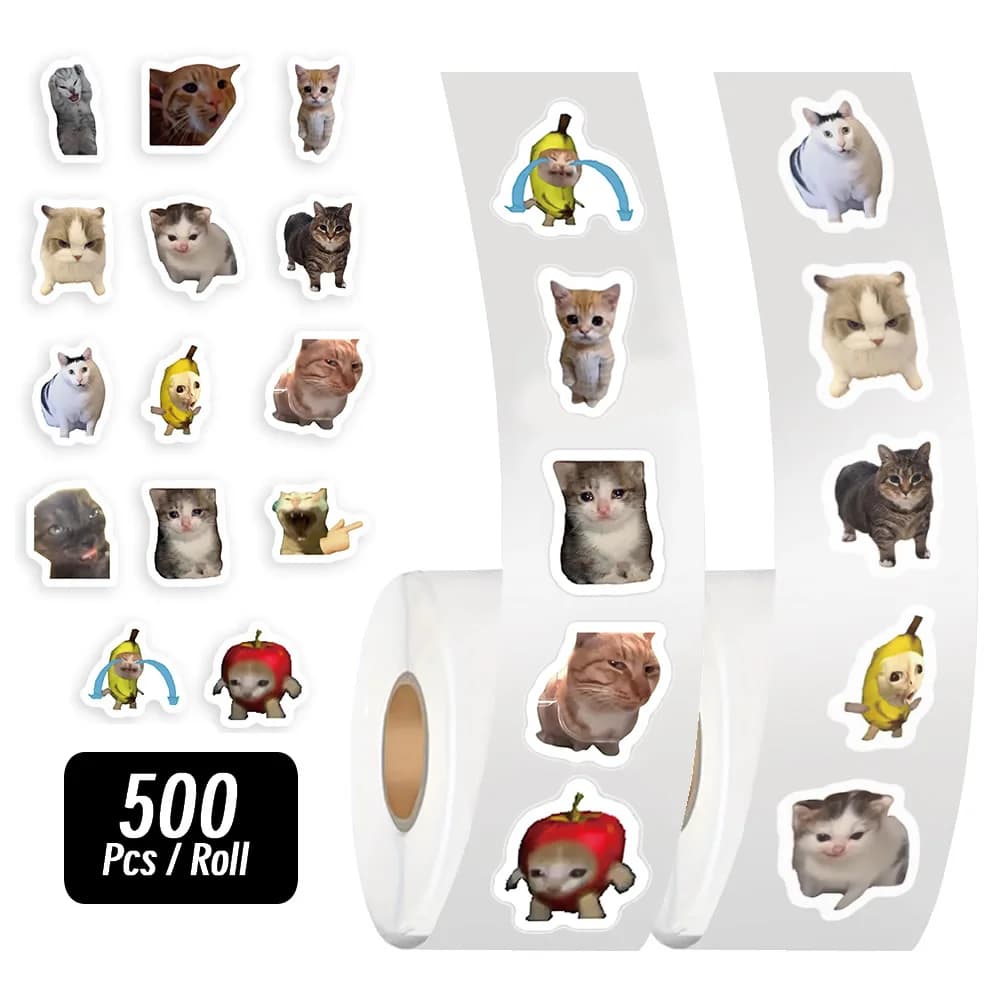 500pcs/roll Cartoon Meme Cat Stickers For School Reward Stickers Classroom Decoration Encouragement Sticker For Student Teacher