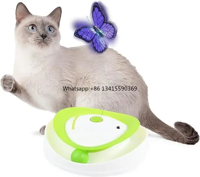 Giocattoli interattivi intelligenti con movimento per gatti a forma di farfalla, insetto svolazzante a 360 gradi per animali domestici che giocano con palla rotolante