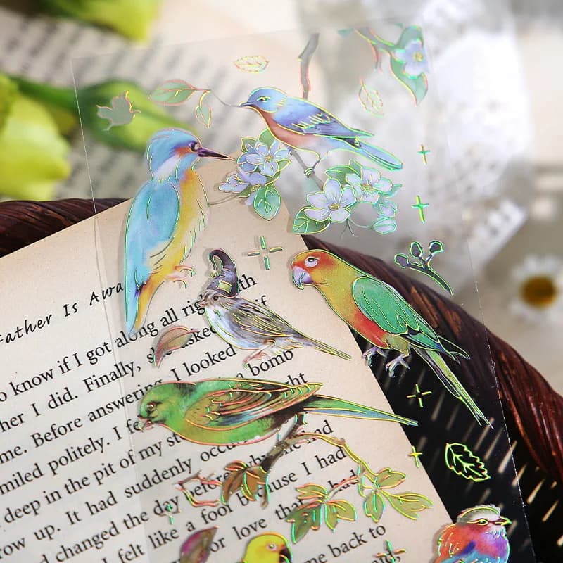 3pcs Kawaii Feather Dragonfly Bird Jelly Stickers for Scrapbook Journal Planner Diary Decor