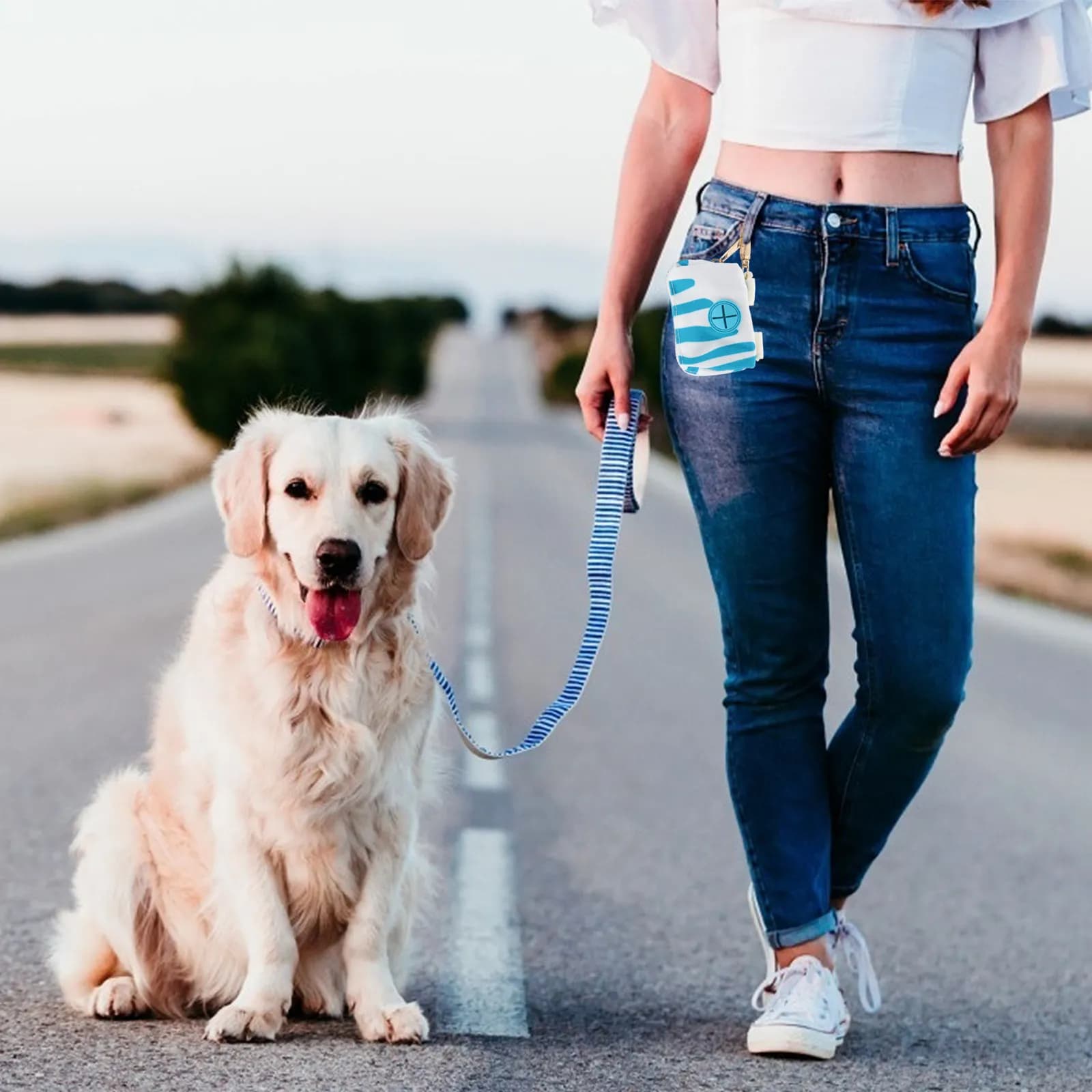Pet Dog Waste Bag Pouch Oxford Cloth Zipper Closure Securely Attaches to Leash Harness Waist Running Belt Easy Carry Waste Bag