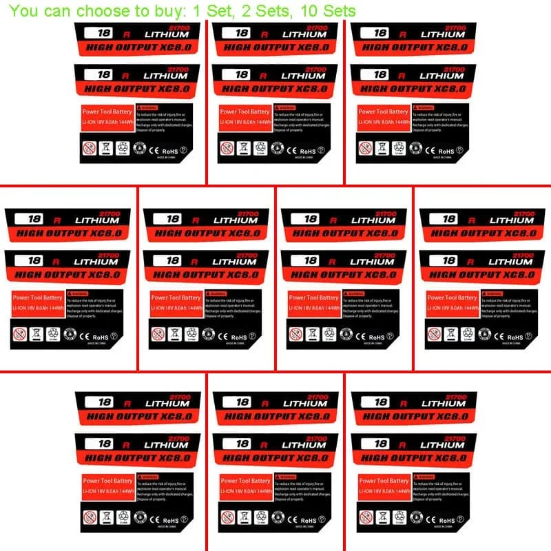 For M18 21700 10 Core Li-ion Battery 8.0Ah Milwaukeee 18V 20V Li-ion Battery Li-ion Accessories for Labels