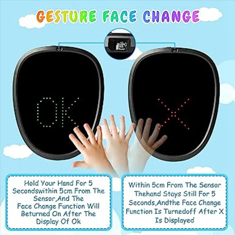 LICE-LED Mask For Kid Gesture Sensing Mask Transforming Light Up Face Mask For Halloween, Birthday Party And Masquerade Party