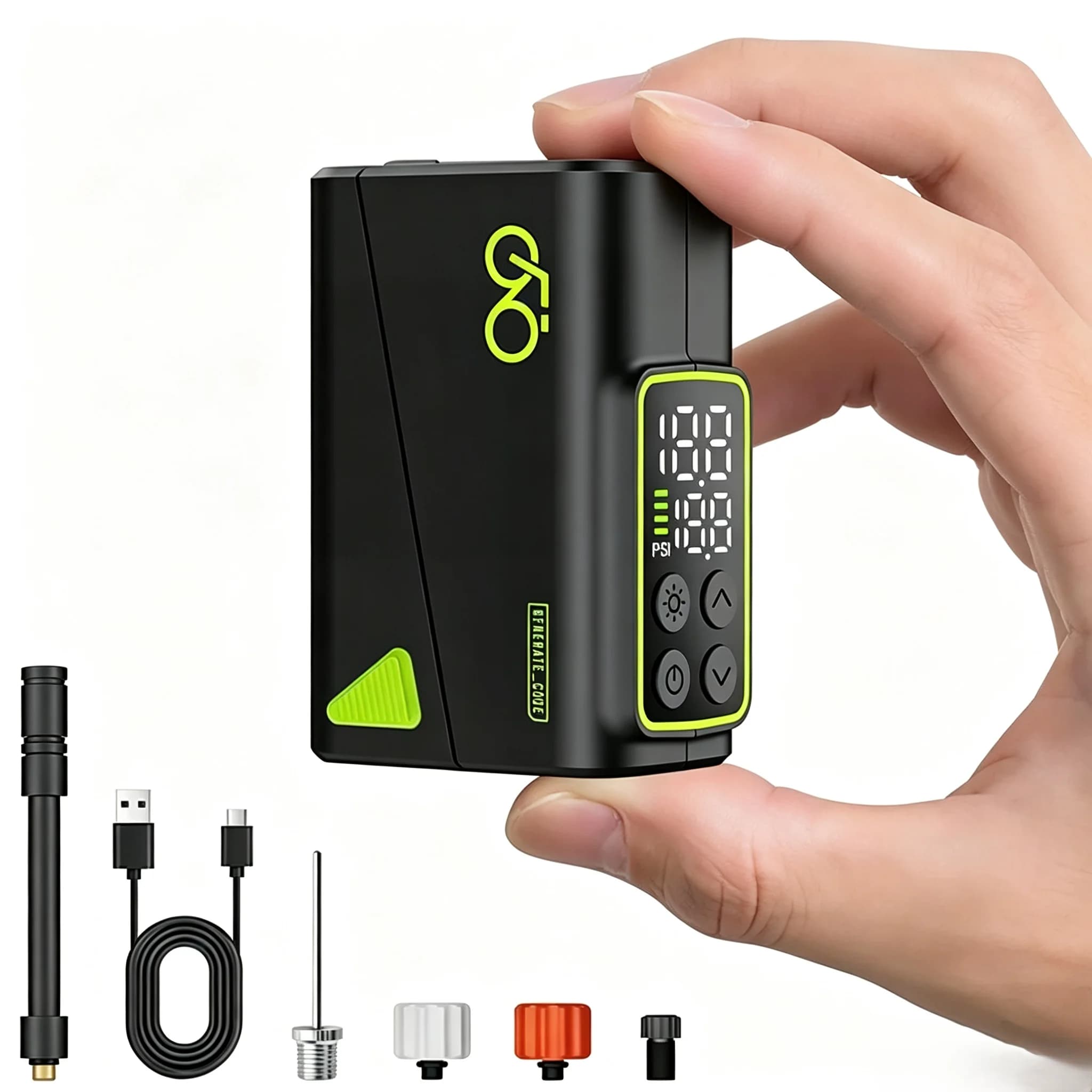 Pompa Elettrica per Biciclette, Gonfiatore Portatile Mini per Pneumatici 150PSI ad Alta Pressione con Manometro Digitale per Bici da Strada e Mountain Bike