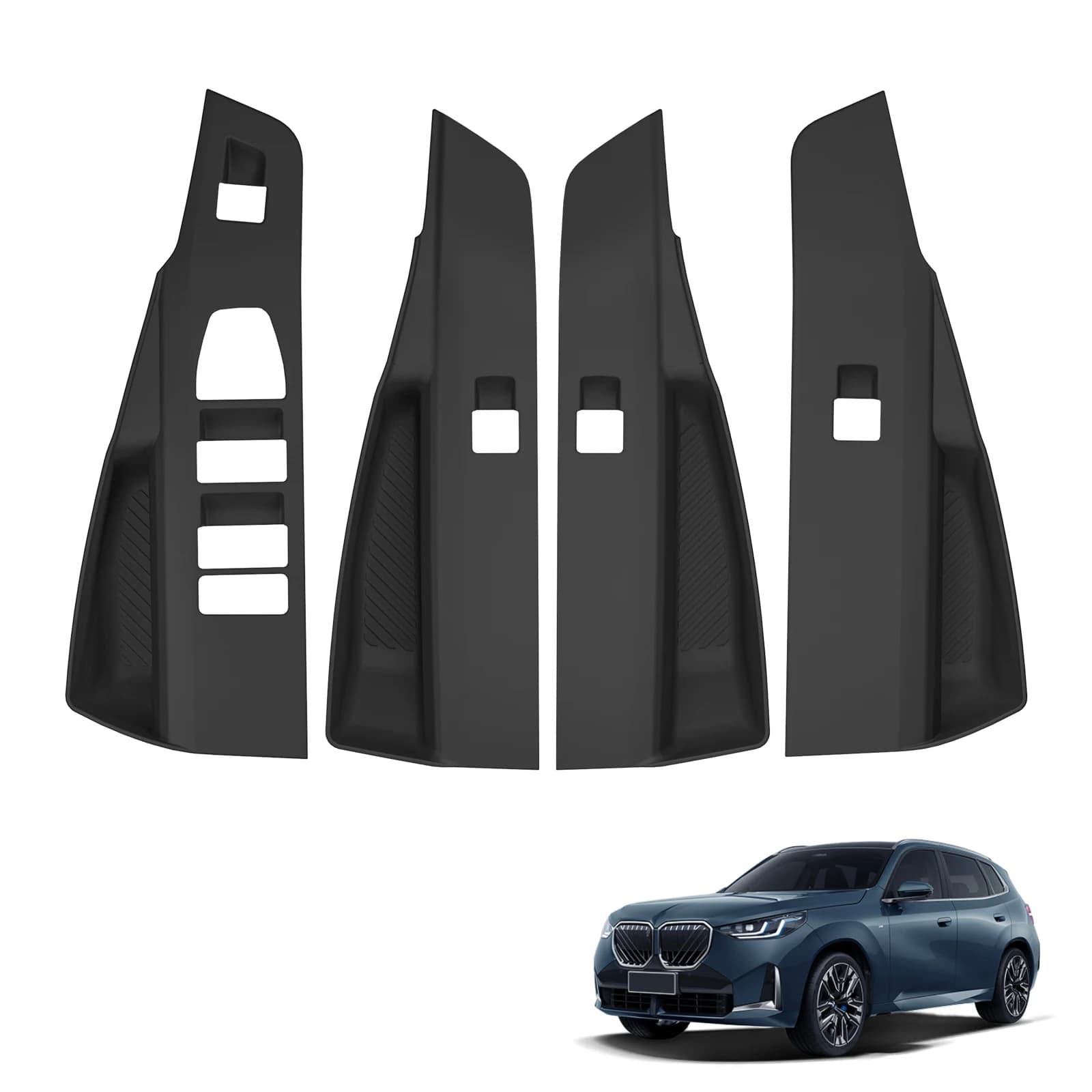 4 Pezzi per BMW X3 2025 2026, Scatola Portaoggetti per Maniglie Porte Anteriori e Posteriori, Vassoio Organizer in Silicone per Interni Auto, Nero