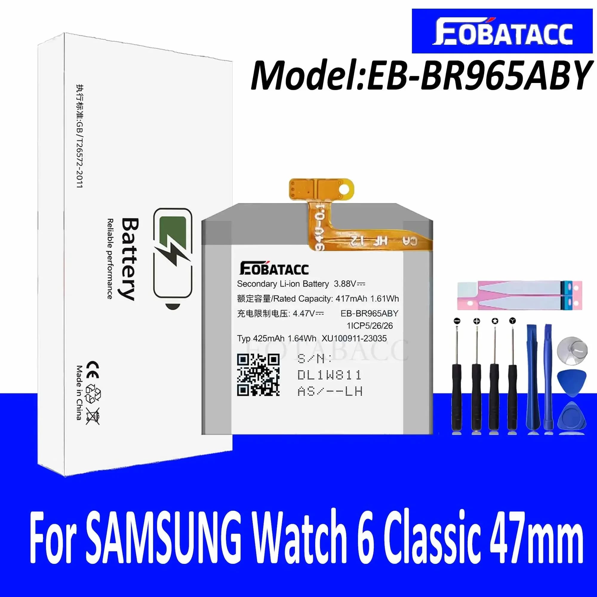 EOTABACC 100% Nuovo Originale Batteria di Ricambio EB-BR965ABY Per SAMSUNG Orologio 6 Classic 47mm Smart Watch Batteria Del Telefono + Strumenti