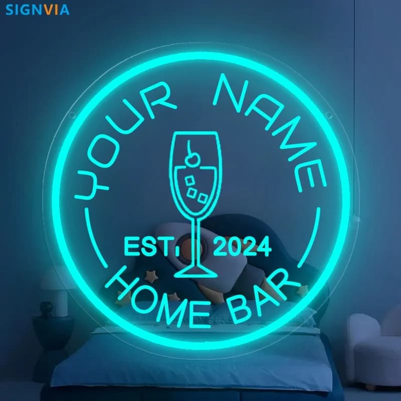 Insegna al neon a LED da bar personalizzata con loghi da cocktail Insegne al neon rotonde Luminosità regolabile per decorazioni di bar, pub e mercati notturni