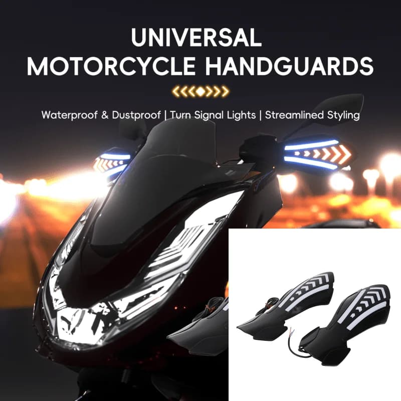 Motorcycle Universal Hand Guards With LED Flowing Turn Signals Anti-Scratch Motorbike Handlebar Wind Shield Modified Riding 12V