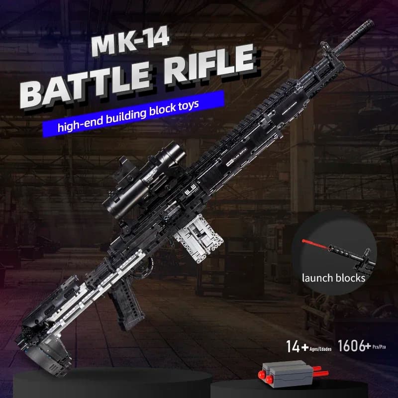 Militare MK14 fucile da battaglia simulazione pistola assemblata blocchi di costruzione mattoni modello MOC esercito armi da fuoco Set ragazzi giocattoli regalo per bambini
