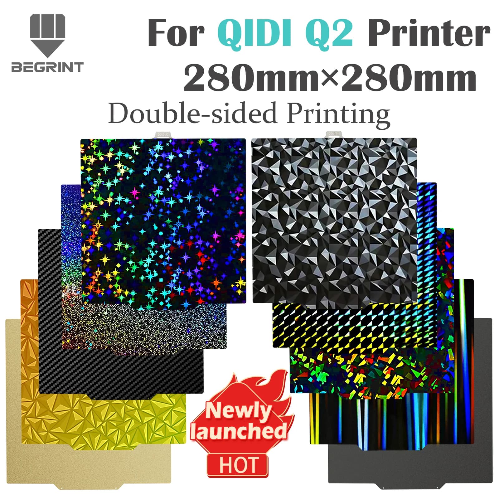 Construction Plate for QIDI Q2 Spring Steel Sheet PEI PET Carbon Fiber Double Printing 3D Printer Seat QIDIQ2 Thermal Bed Construction Plate