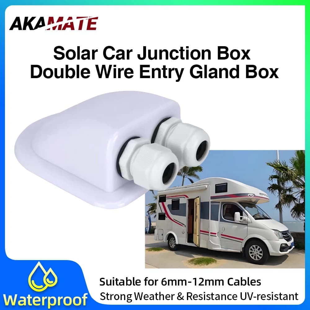 Solar Junction Box For RV Waterproof Wire Entry Cable Storage Case Connector Holder Outdoor for Boat Yacht Camper Cars