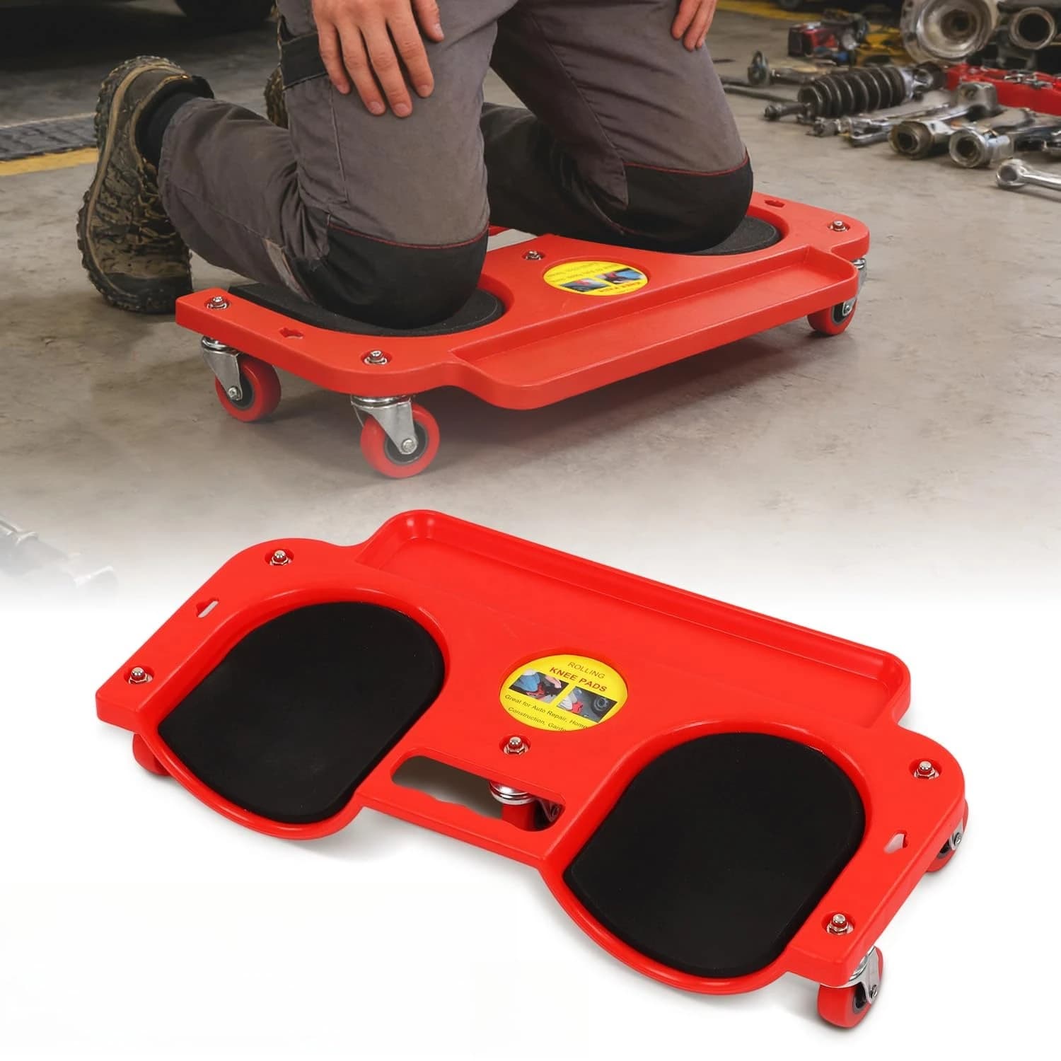 Tappetino Portatile per Ginocchia con Ruote, Tappetino per Mezzi Meccanici con Ruote, Utilizzato per Lavori di Piastrellatura, Costruzione di Pavimenti, Vassoio Portautensili, Riparazione Auto