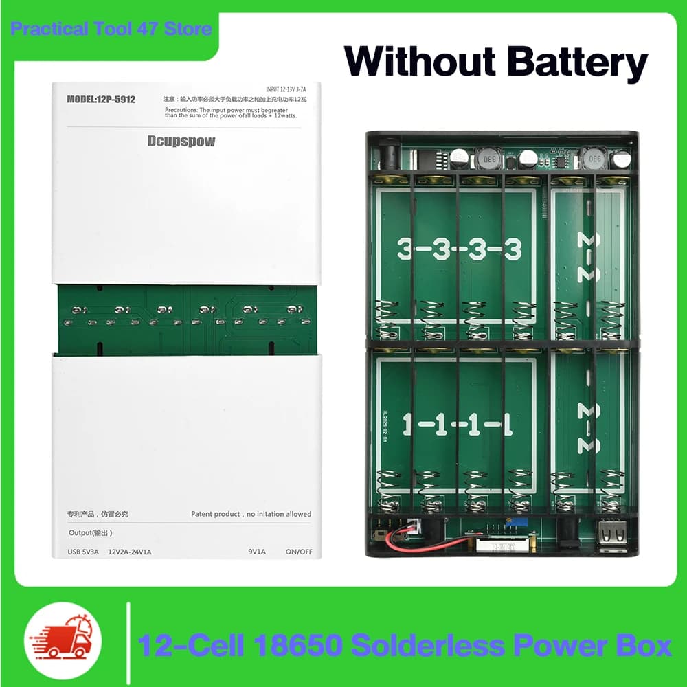 Fai-da-te Power Box 12 Celle 18650 for Optical Router Modem, Power Bank and UPS with Charger