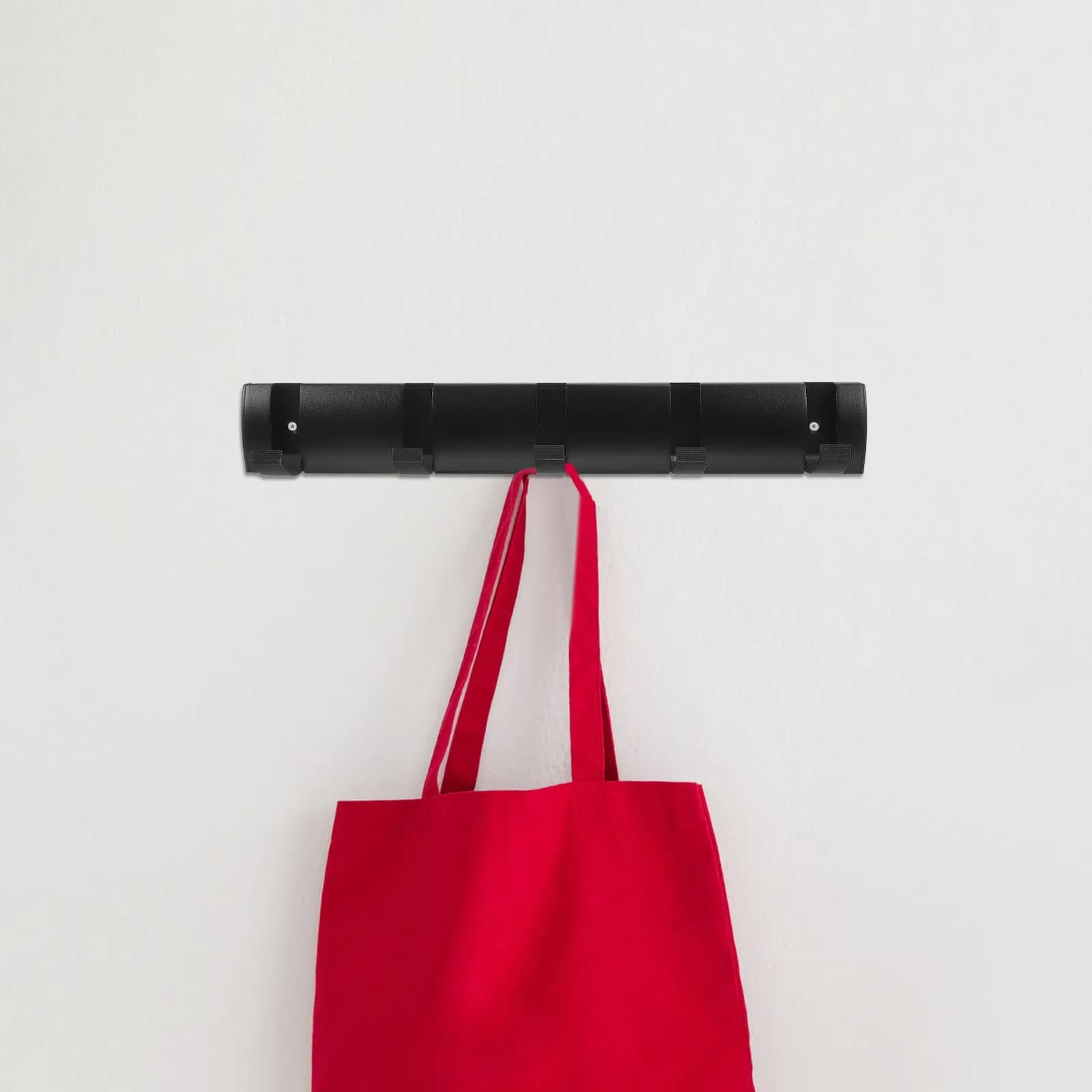 5 Folding Invisible Wall Hooks Heavy Duty Black Wall Mounted Rack for Bathroom Entryway Door Clothes Bathrobe Towels Retractable