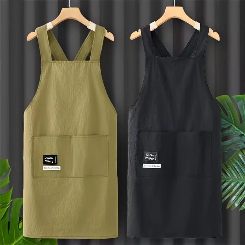 Grembiule senza maniche con cintura sul retro, con design a incrocio sulla schiena e tasche, adatto per cucinare, preparare dolci e giardinaggio.