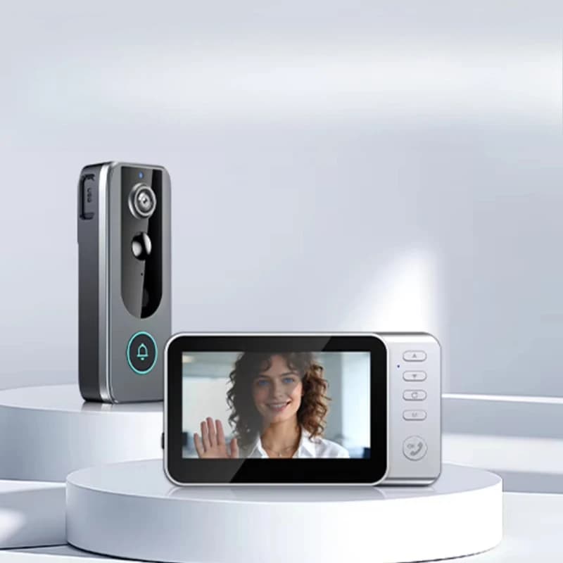 2026 China's new rainproof night vision wide-angle smart wireless intercom video doorbell camera with 4.3-inch display