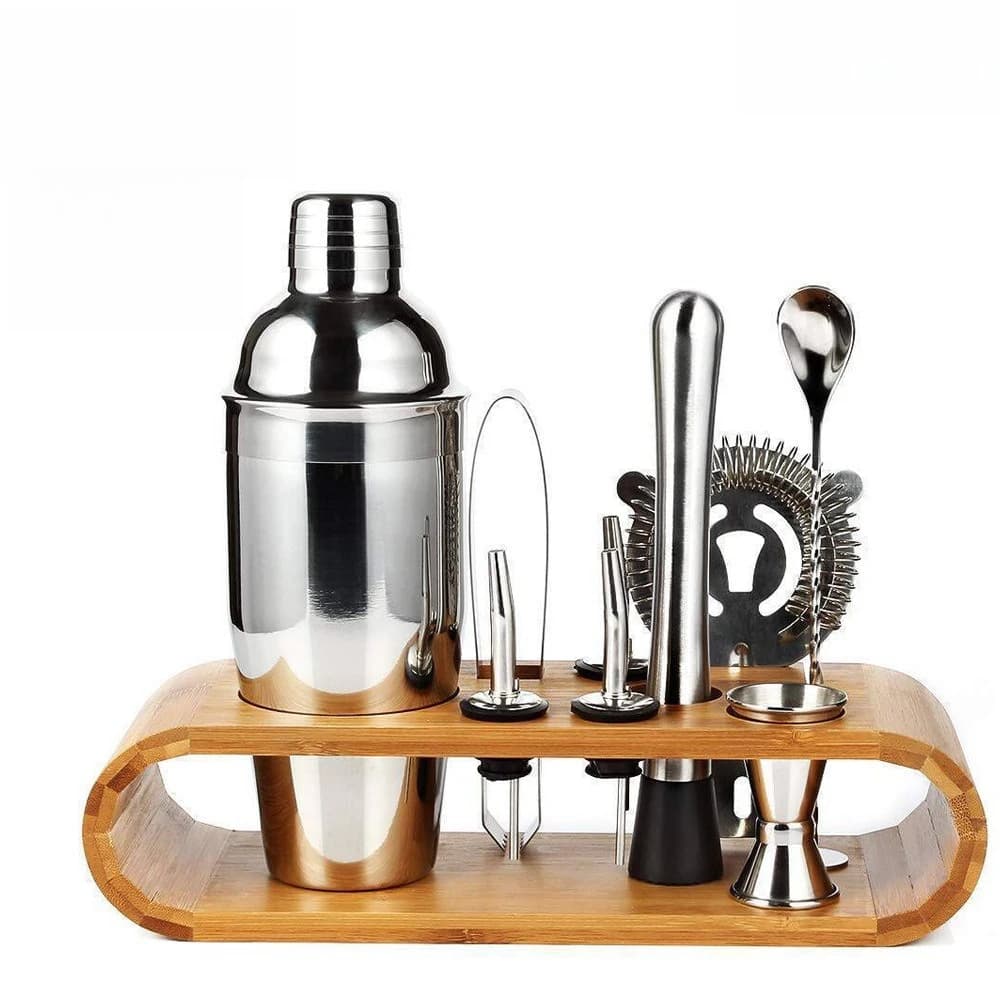 Set da Barman per Cocktail con Frullatore a Manovella in Acciaio Inox, Nuovo Set da 26 Pezzi