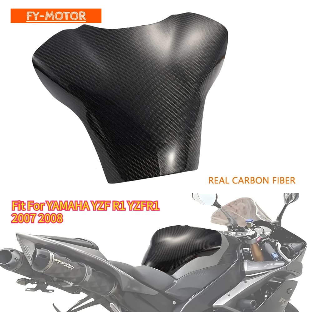 Protezione per il serbatoio del carburante in fibra di carbonio per Yamaha YZF-R1 / YZFR1 2007-2008, coperchio del serbatoio del motociclo