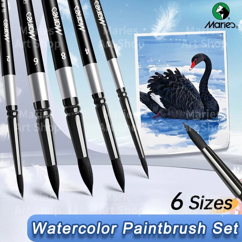 1pc Marie's 6 dimensioni pennelli acrilici set per acrilico, acquerello, pittura a olio, artigianato, tela, roccia, scarpe per artisti, adulti