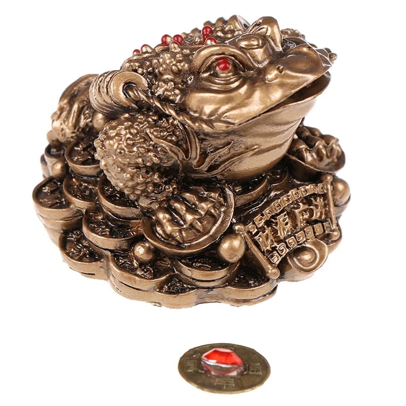 Feng Shui Toad Money LUCKY Fortune Wealth Chinese Golden Frog Toad Coin Home Office Decoration regali fortunati ornamenti da tavolo