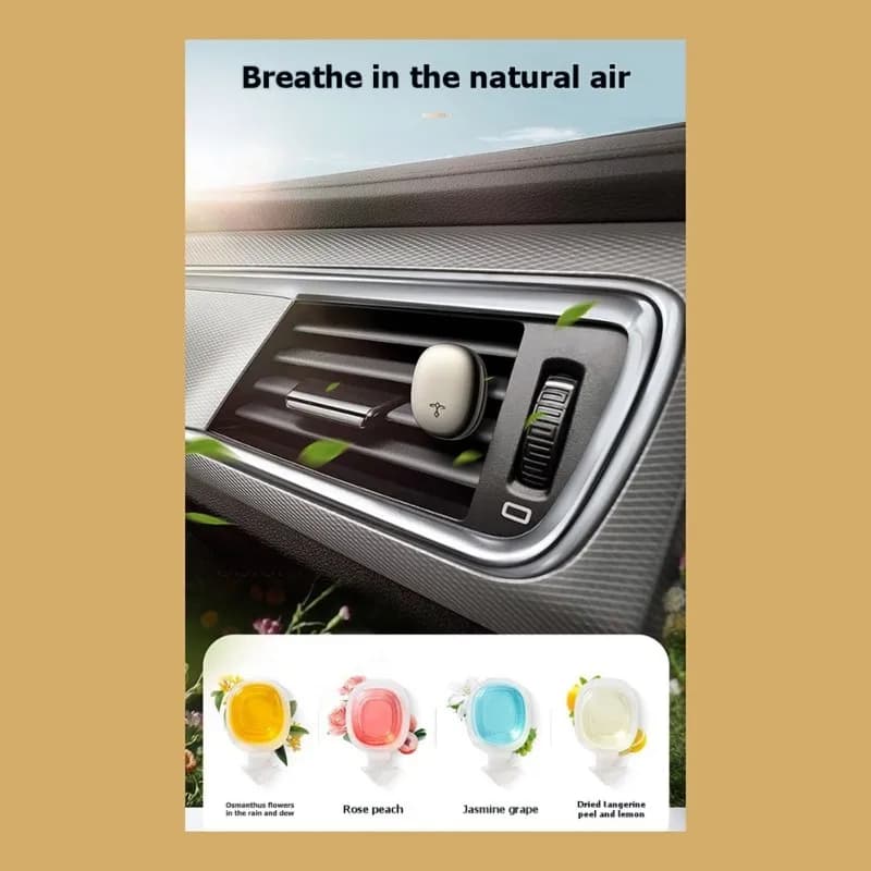 ABBO-Car Air Freshener Vent Clip Mount - Fragrance diffuser with Polymeric Gel technology and French perfumes