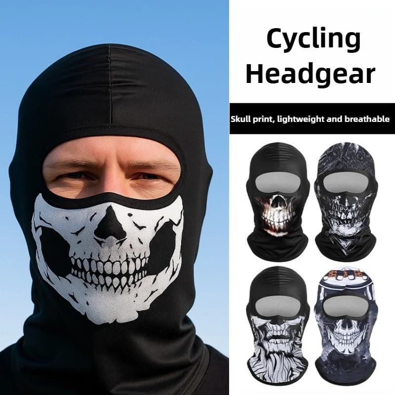 3D Skull Ghost Print 100% Polyester Balaclavas Face Mask, In Black And White Color Comfortable Windproof Balaclava Face Mask