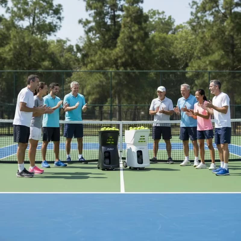 PUSUN PT SMART APP Controlled Tennis Padel Ball Launcher Portable Training Machine with 26 Meters Long Shooting Range
