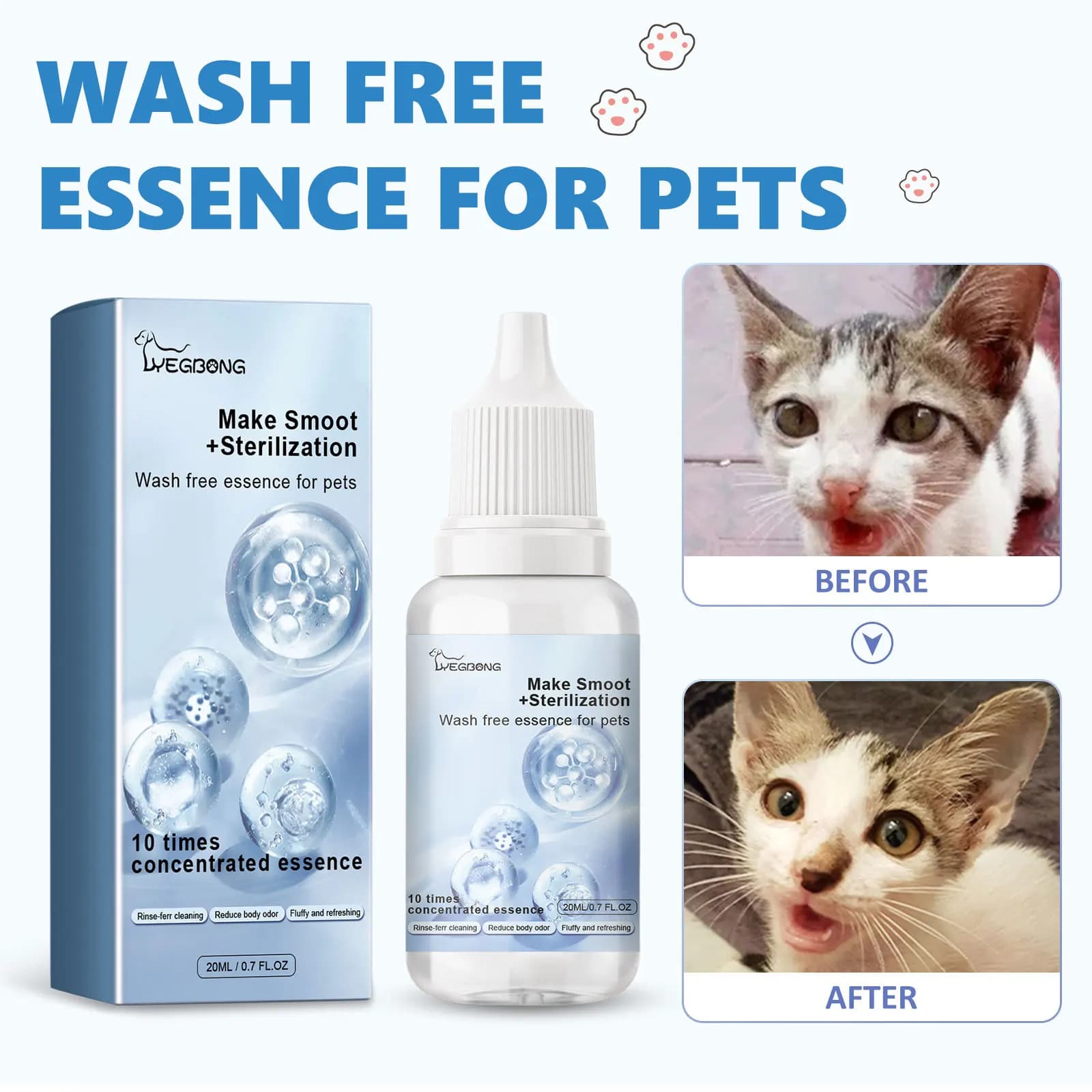 Pet Wash Free Essence Shampoo per cuccioli Ammorbidente Capelli Rimuovi sporchi Acari Deodorante Riduzione del prurito Idratante Lavaggio del corpo del cane