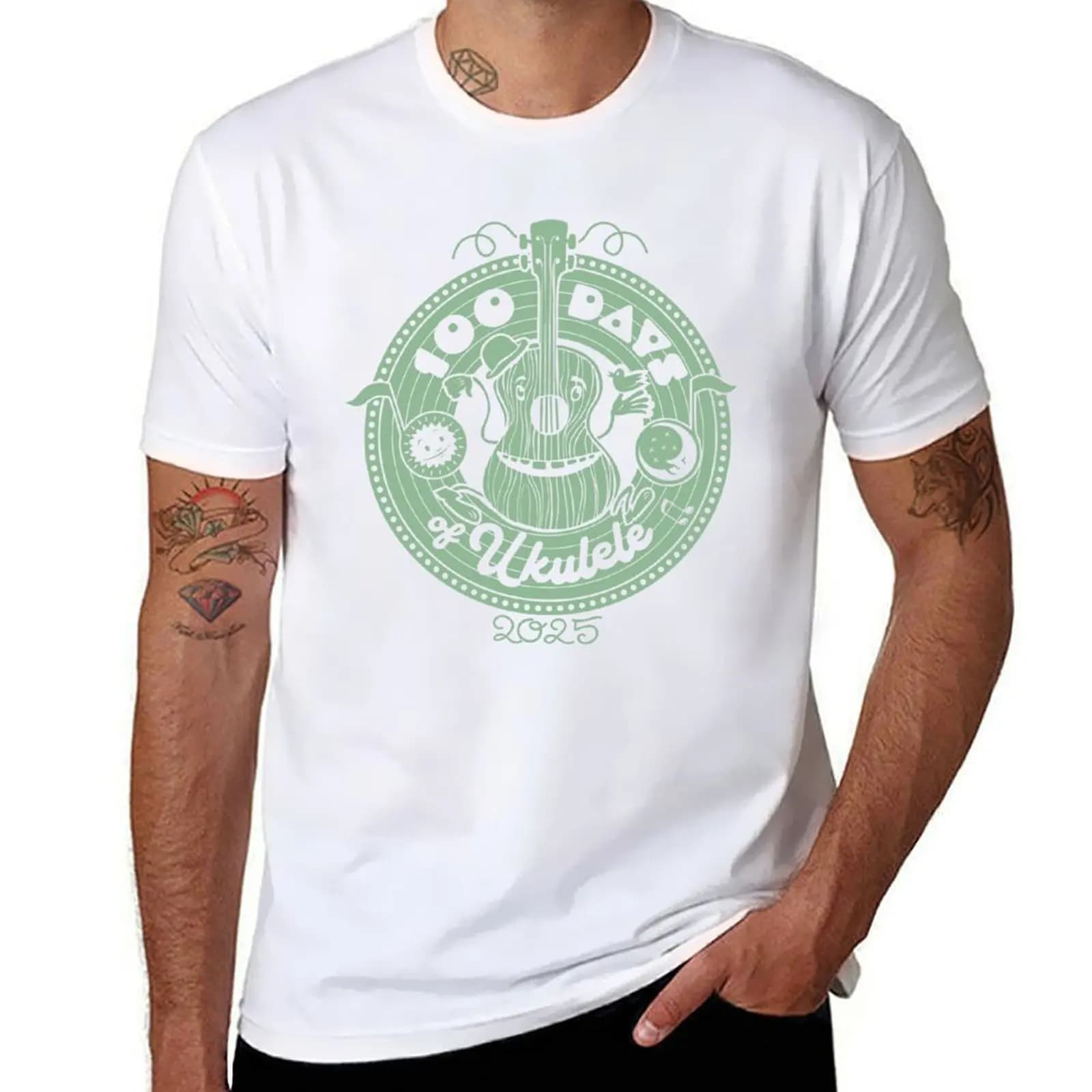 2025 Long Play 2: Menta - 100 Days of Ukulele 2025 T-shirt magliette da uomo grafiche divertenti magliette da uomo confezione T-shirt bianca
