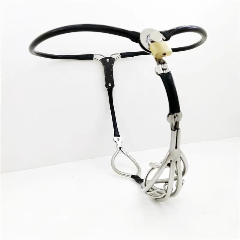 Male Curved Adjustable Chastity Belt Stainless Steel Chastity Lock Underwear Pants Metal Cock Cage BDSM Bondage Sex Toys