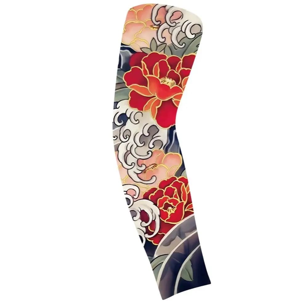 Breathable Elastic Sleeve with Floral Pattern for Arm, UV Solar Protection for Men