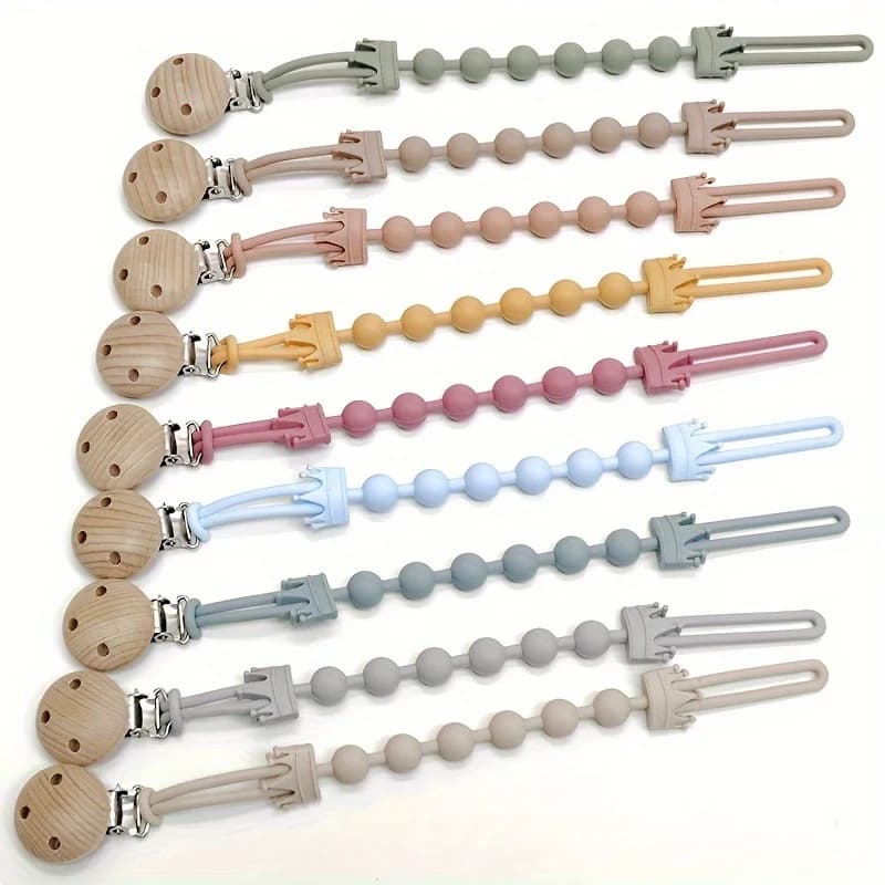 Beech Wood Silicone Pacifier Chain Soft Pacifier Holder Pacifier Clip Great Halloween Thanksgiving Day Gift